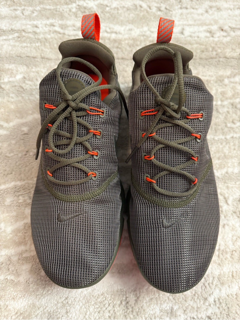 Nike Olive Green Presto Fly GS Sneakers with Orange Accents size 7Y